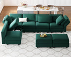 Belffin Velvet Modular Sectional Sofa with Ottoman Sleeper Bed Storage