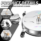 LidoDola 14 Inch Pressure Washer Surface Cleaner with Wheels for Concrete Patio Deck