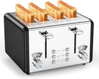 whall Digital Touch Screen Toaster 4 Slice Stainless Steel Dual Control Wide Slots