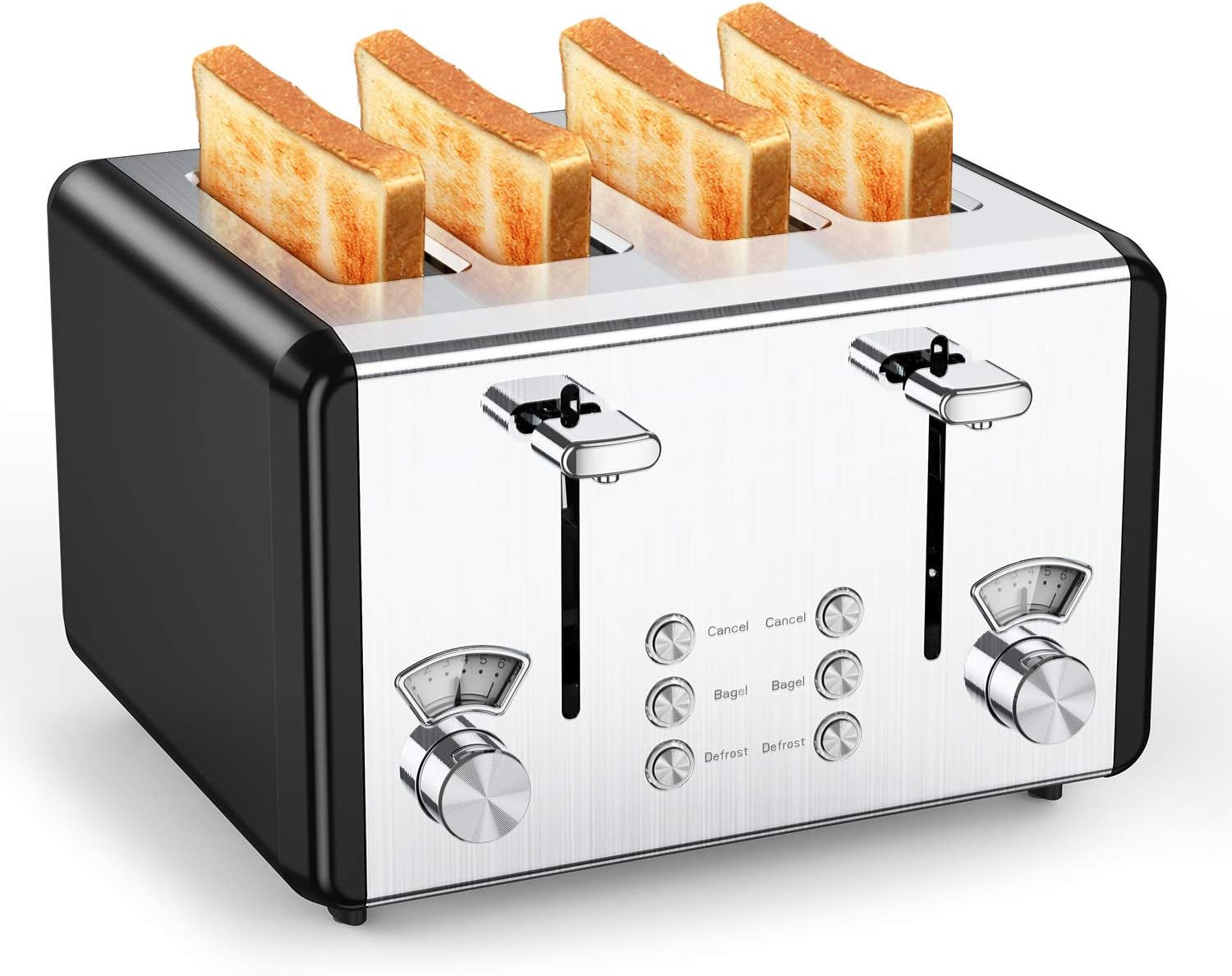 whall Digital Touch Screen Toaster 4 Slice Stainless Steel Dual Control Wide Slots