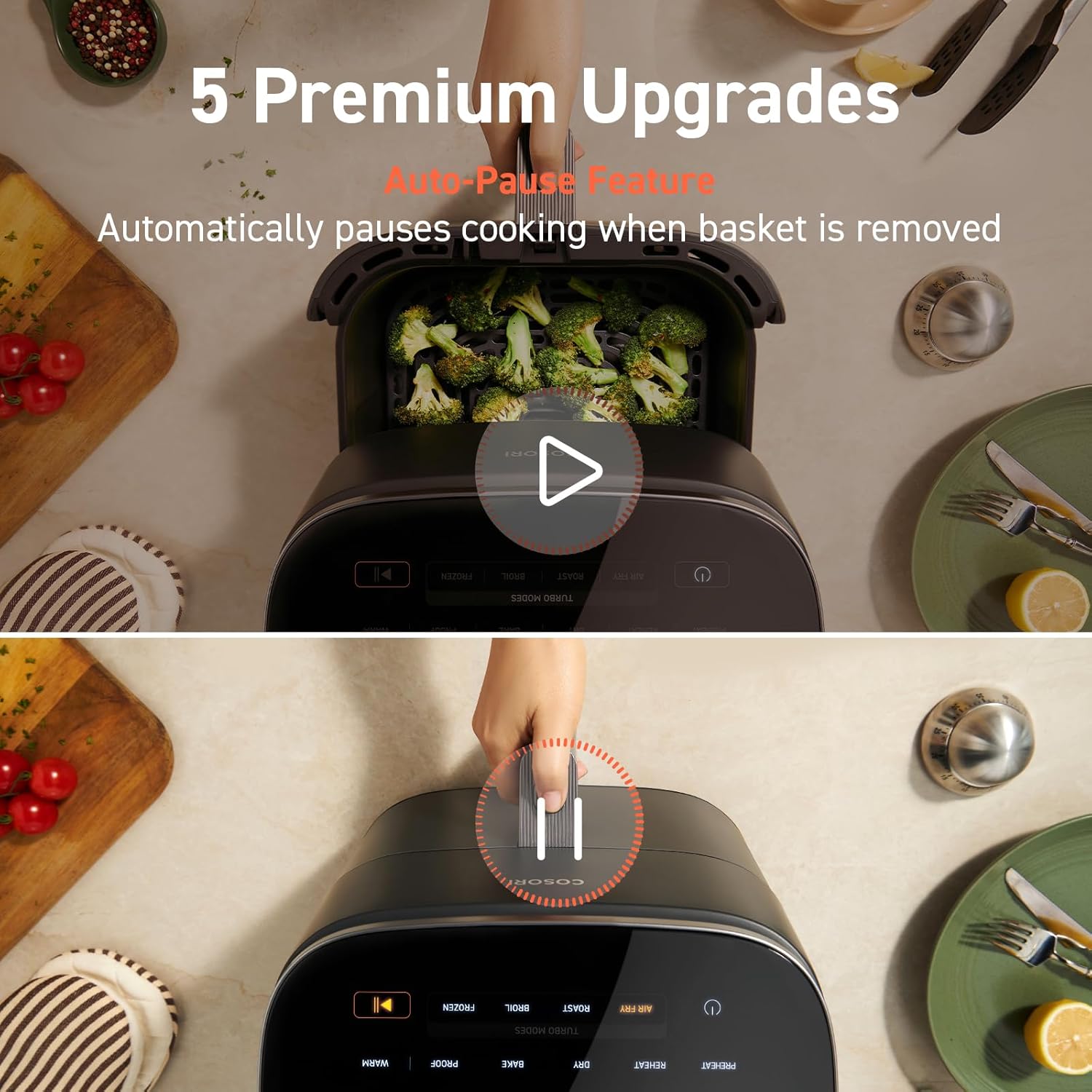 COSORI 6 Quart Air Fryer 9 in 1 Compact Ceramic Coating Oil Less Cooker