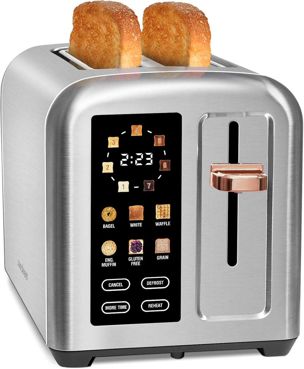 SEEDEEM 4 Slice Touch Screen Toaster LCD Display 7 Shade Settings Wide Slots 1800W