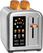 SEEDEEM 4 Slice Touch Screen Toaster LCD Display 7 Shade Settings Wide Slots 1800W