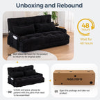 MAXYOYO Adjustable Floor Sofa Bed with Armrest Double Black Foldable Sleeper
