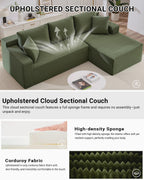 HANXIN Cloud Sectional Sofa L Shape Chaise Deep Seat Modular Living Room Couch