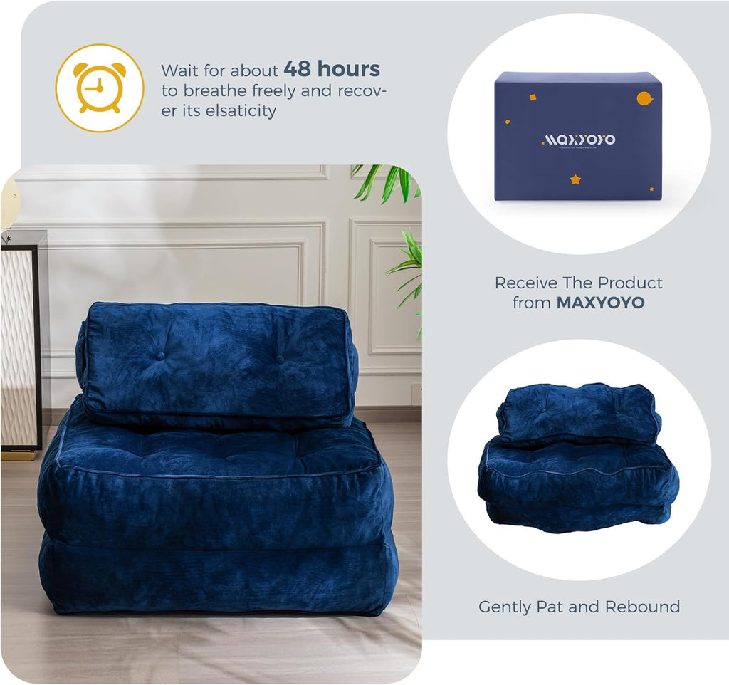 MAXYOYO Velvet Folding Sofa Bed Convertible Sleeper Chair with Pillow