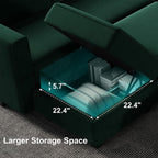 Belffin Velvet Modular Sectional Sofa with Ottoman Sleeper Bed Storage