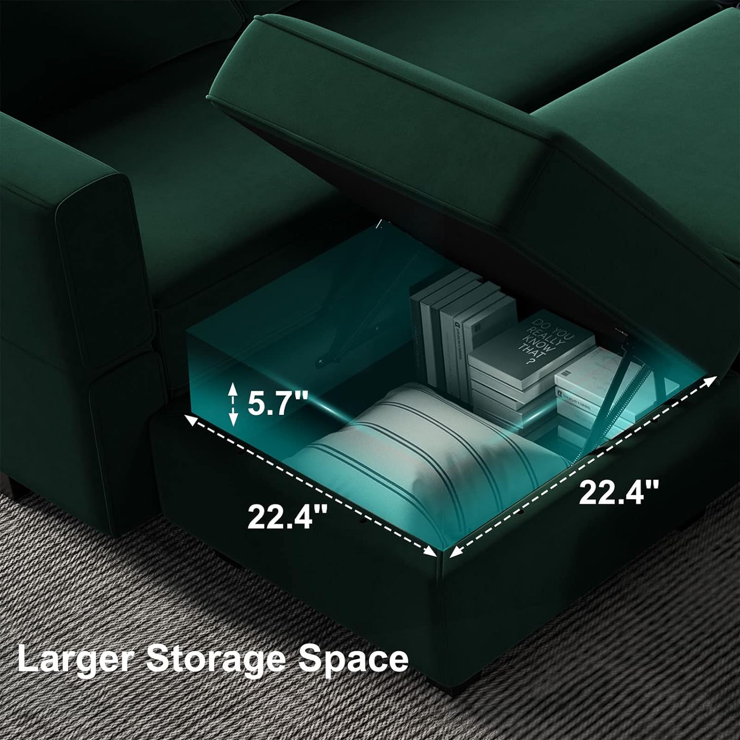 Belffin Velvet Modular Sectional Sofa with Ottoman Sleeper Bed Storage