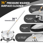 LidoDola 14 Inch Pressure Washer Surface Cleaner with Wheels for Concrete Patio Deck