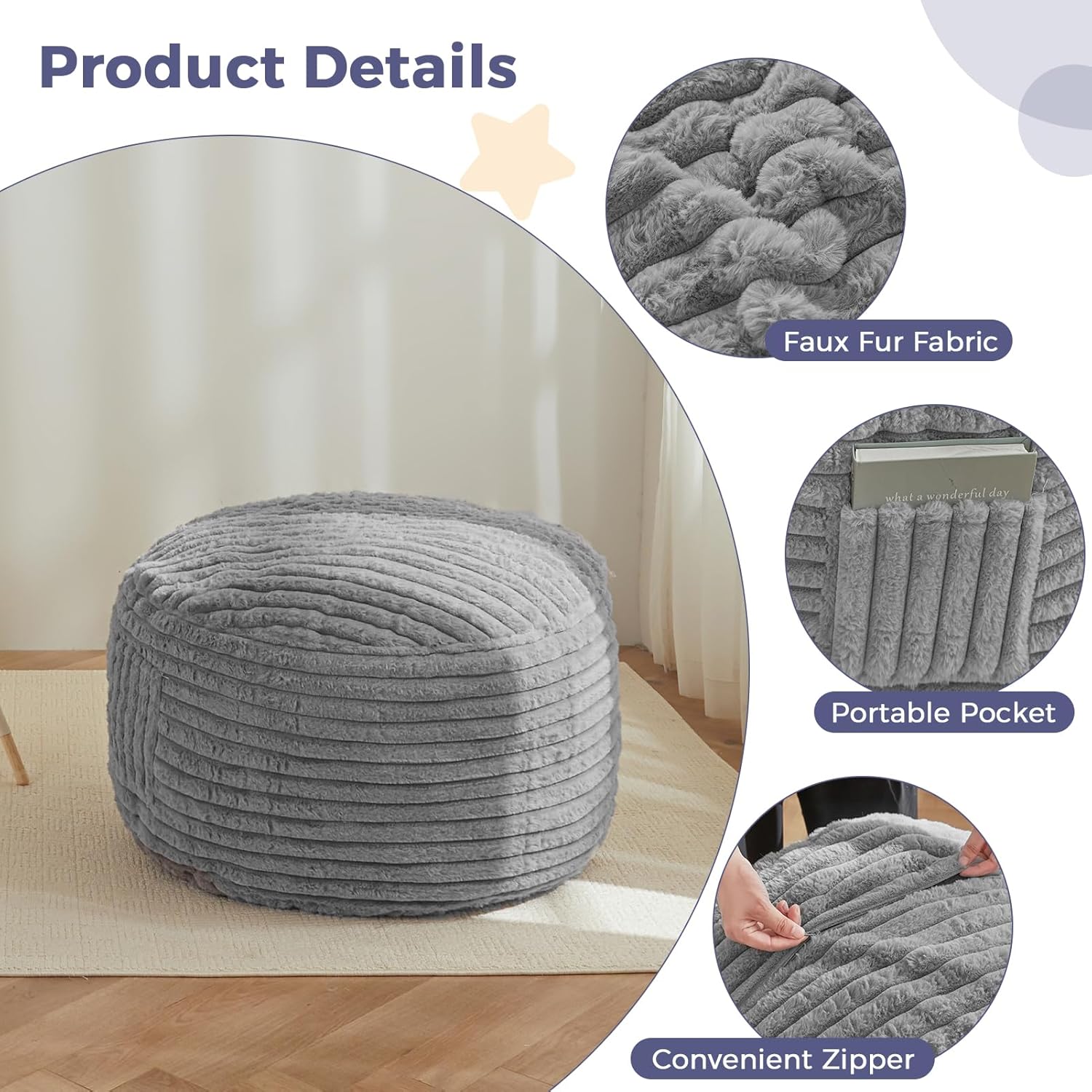 MAXYOYO Convertible Bean Bag Chair Bed for Kids with Foam Filling