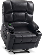 MCombo Large Power Lift Recliner Chair with Dual Motor Massage Heat Faux Leather