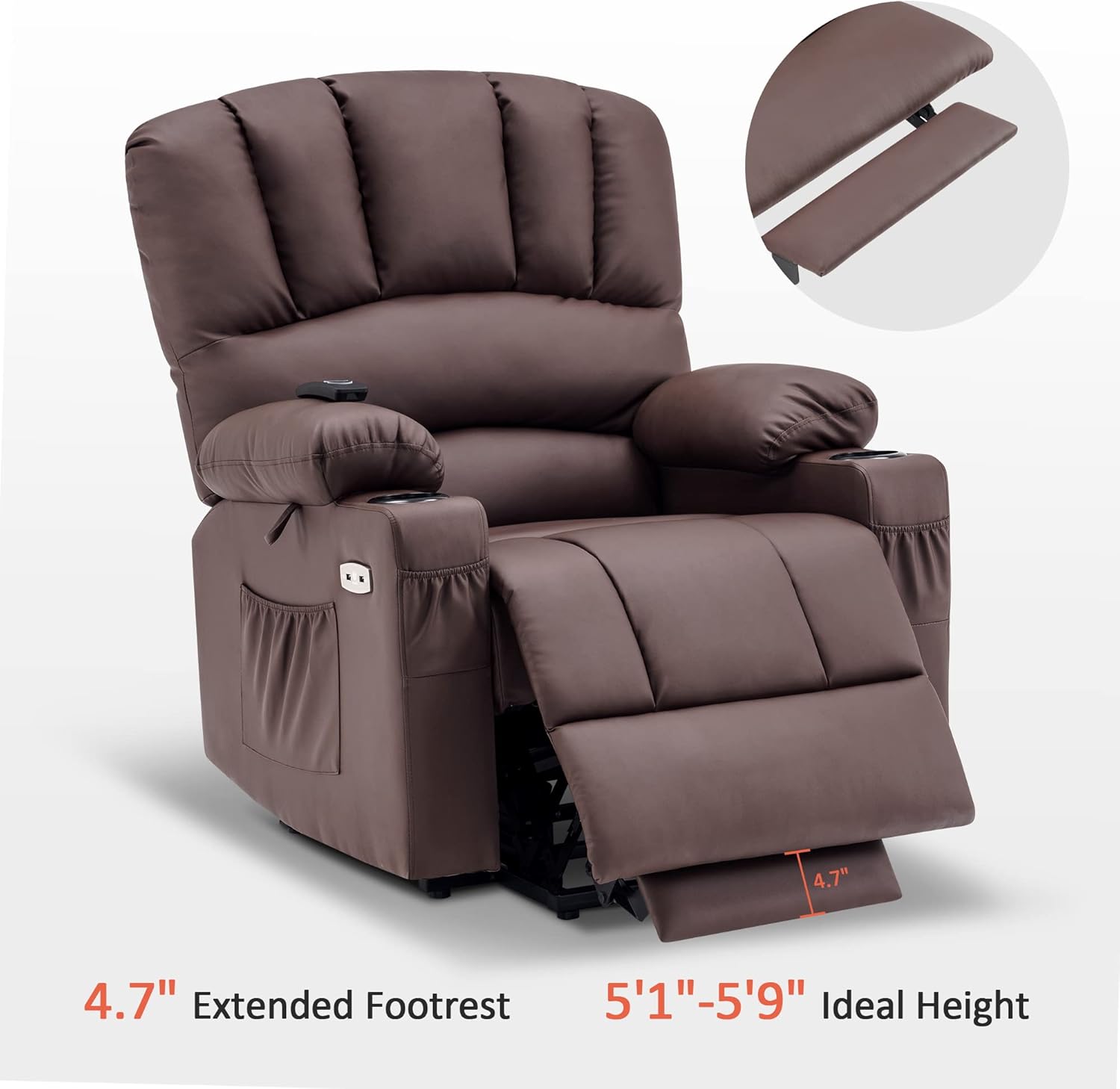 MCombo Power Lift Recliner Chair for Elderly with Heat Massage USB Cup Holders