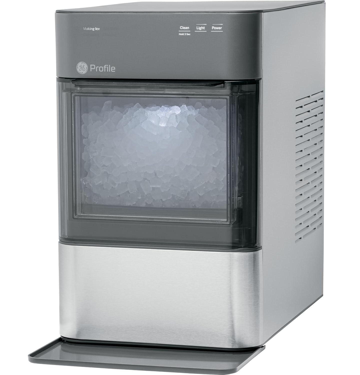 Profile Nugget Ice Maker Countertop 38lbs Smart WiFi Black Stainless Steel