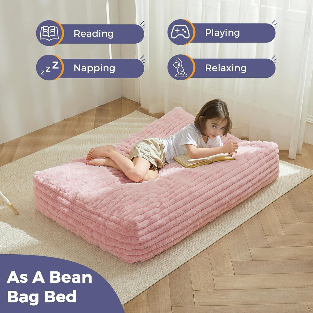 MAXYOYO Convertible Bean Bag Chair Bed for Kids with Foam Filling