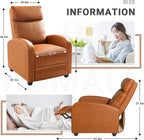 Homall Modern Recliner Chair PU Leather Padded Seat Single Sofa