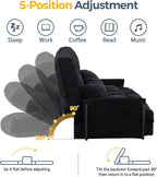 MAXYOYO Adjustable Floor Sofa Bed with Armrest Double Black Foldable Sleeper