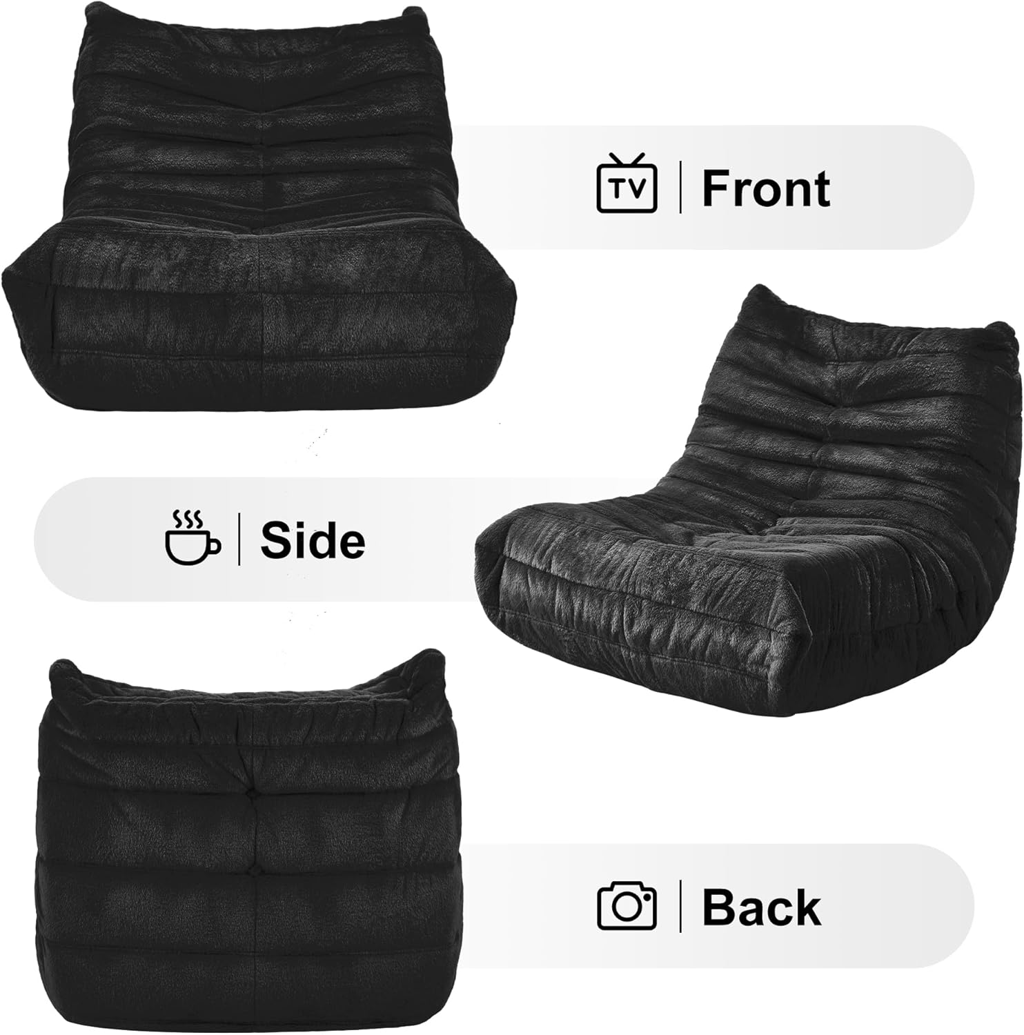 Hobestluk Giant Bean Bag Chair Memory Foam Faux Fur Sofa for Living Room
