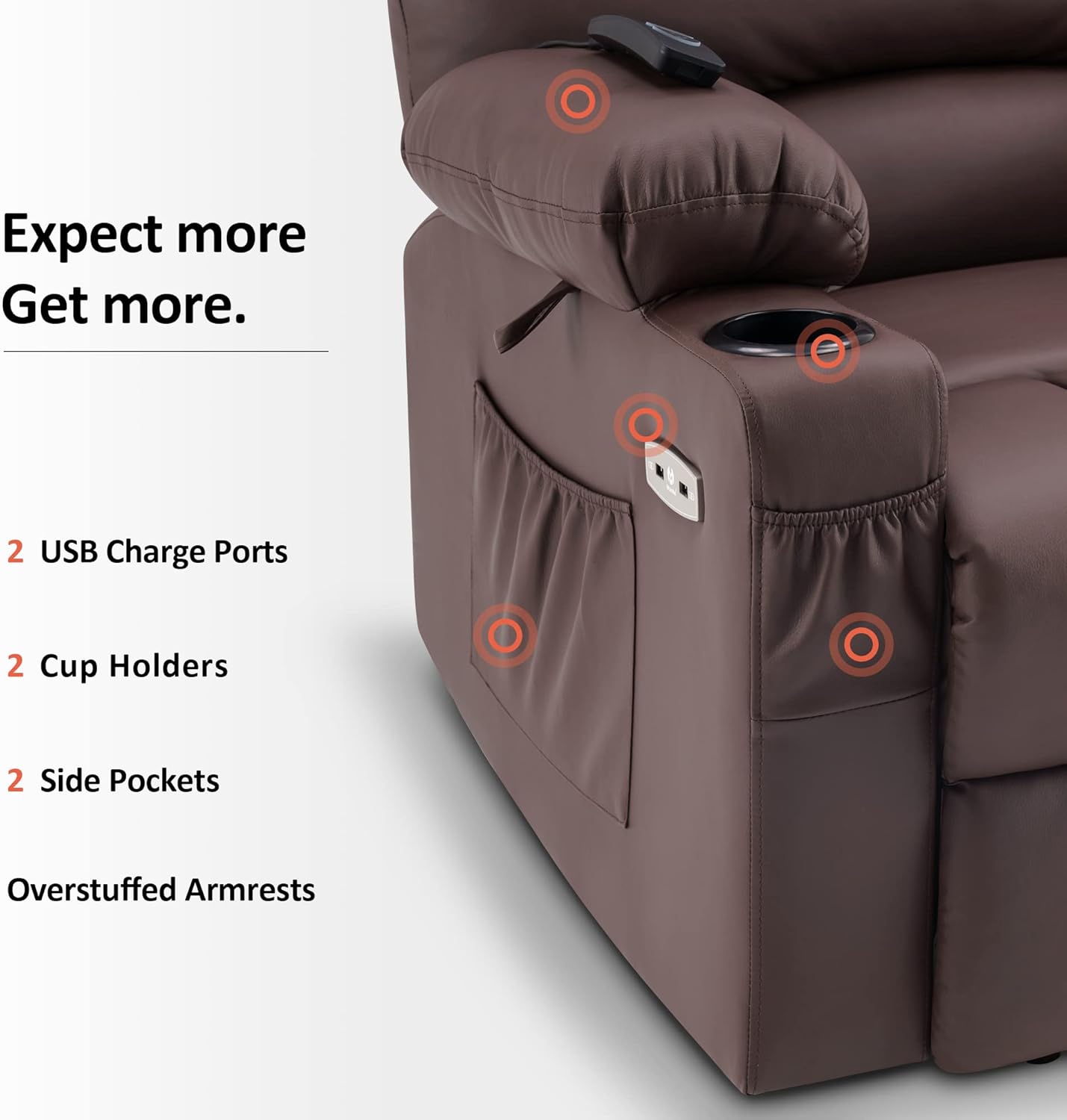 MCombo Power Lift Recliner Chair for Elderly with Heat Massage USB Cup Holders