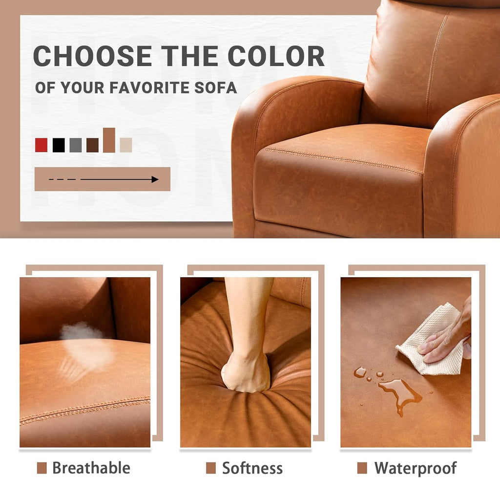 Homall Modern Recliner Chair PU Leather Padded Seat Single Sofa
