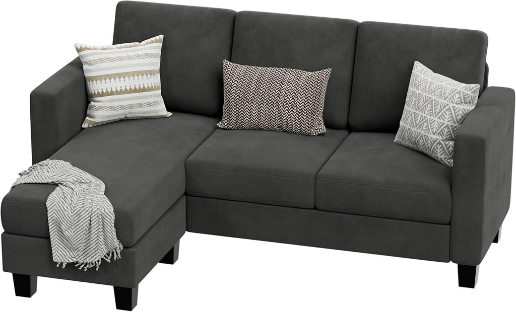 VICTONE Convertible L Shaped Sectional Sofa Couch 3 Seat with Ottoman