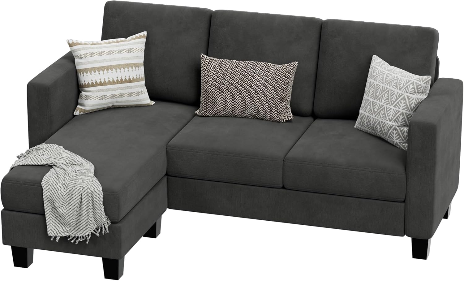 VICTONE Convertible L Shaped Sectional Sofa Couch 3 Seat with Ottoman