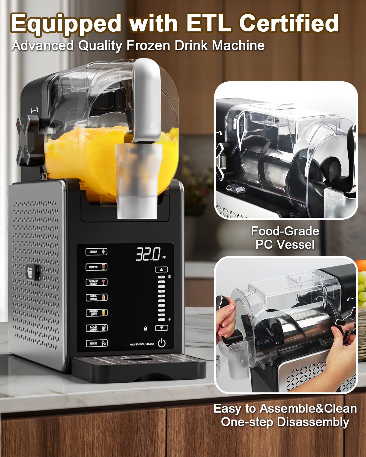 Fiii Slushie Machine 92oz Home Frozen Drink Maker with Auto Clean