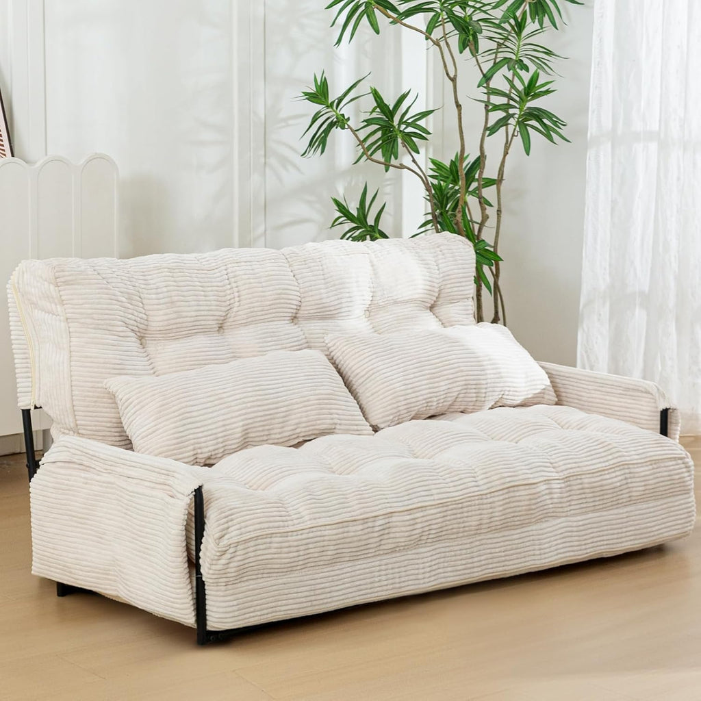 MAXYOYO Adjustable Floor Sofa Bed with Armrest Double Black Foldable Sleeper