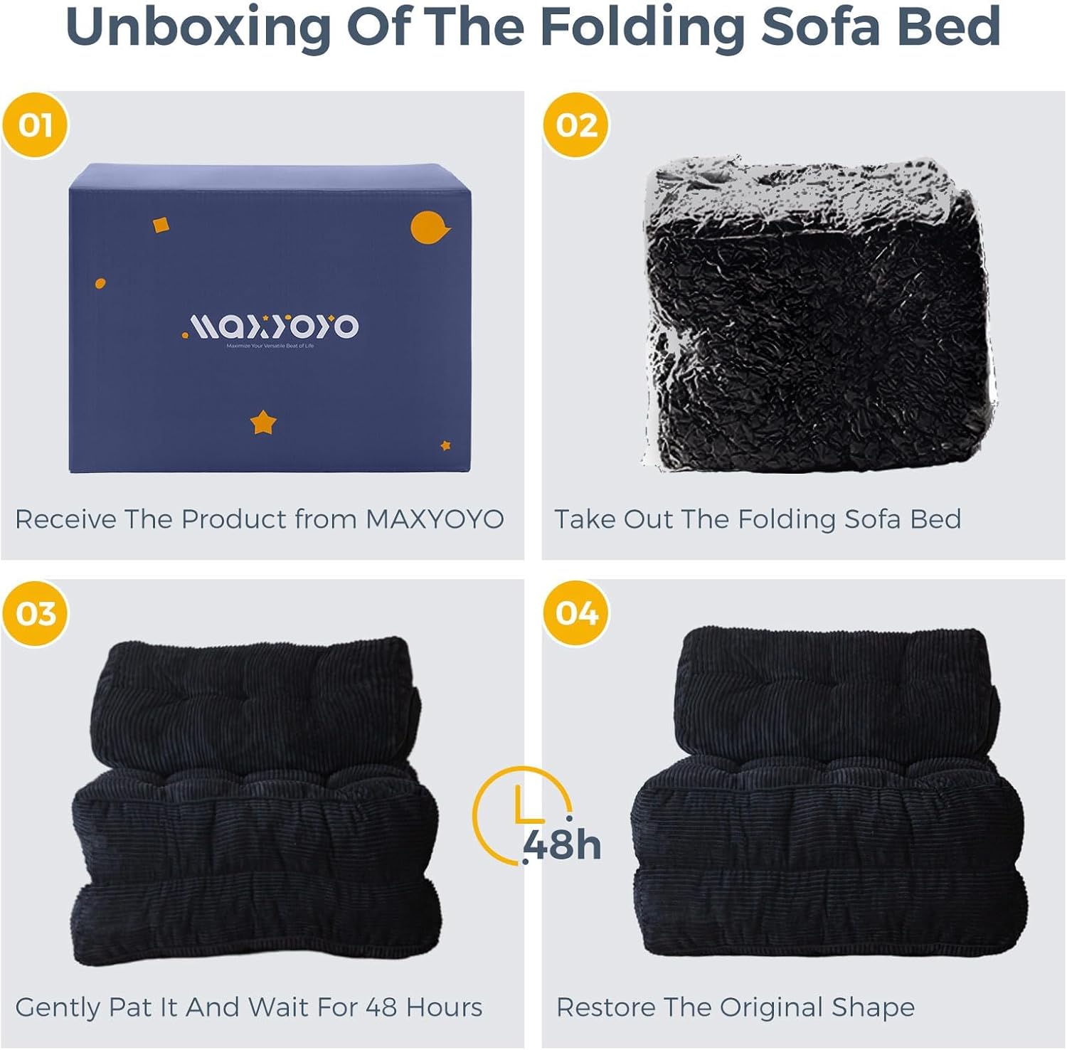 MAXYOYO Folding Sofa Bed Convertible Sleeper Chair with Pillow