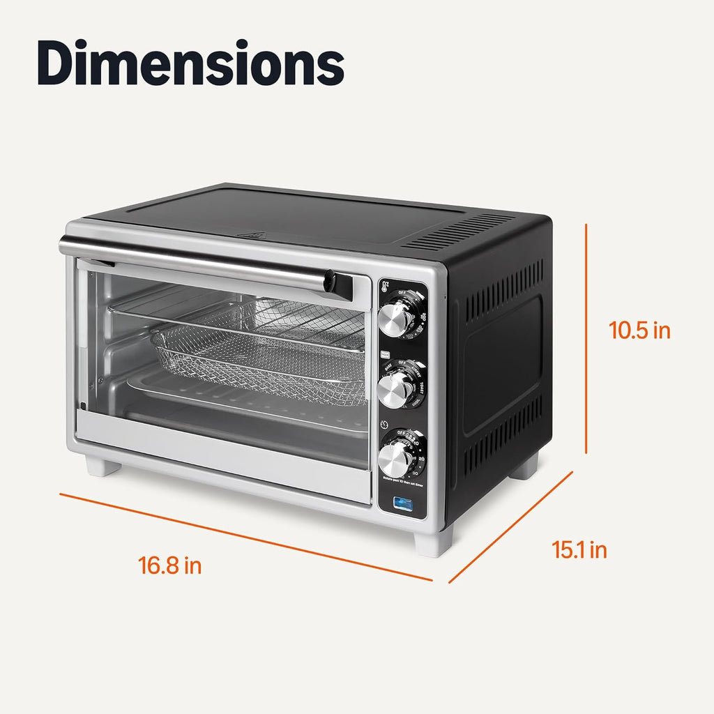 Amazon Basics Toaster Oven Air Fryer 23QT 6 Slice Countertop 7 in 1 Stainless Steel