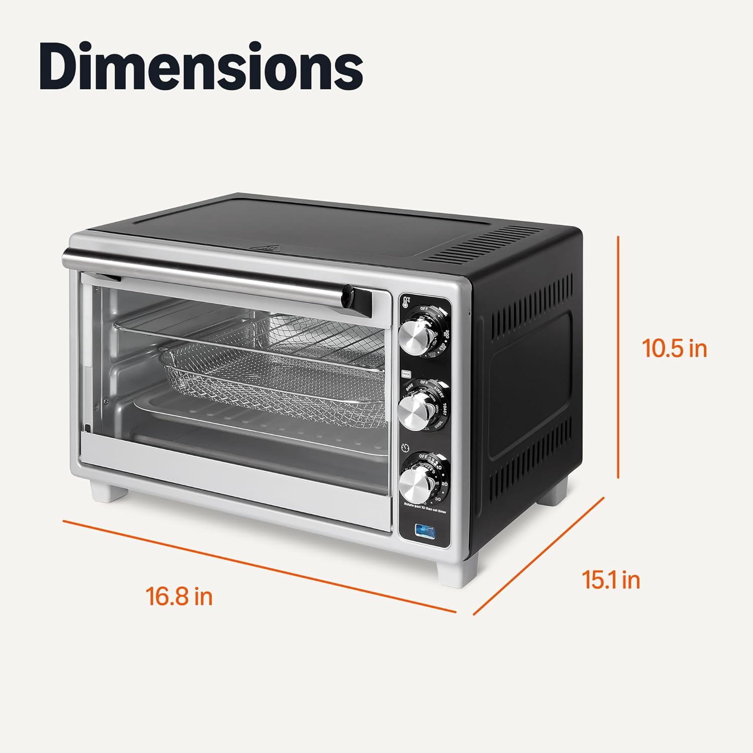 Amazon Basics Toaster Oven Air Fryer 23QT 6 Slice Countertop 7 in 1 Stainless Steel