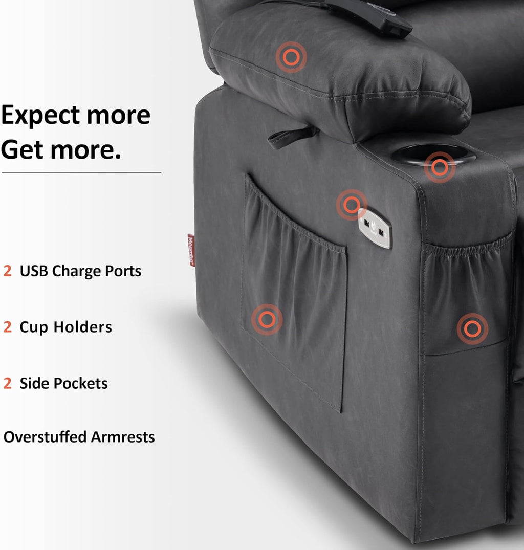 MCombo Power Lift Recliner Chair for Elderly with Heat Massage USB Cup Holders
