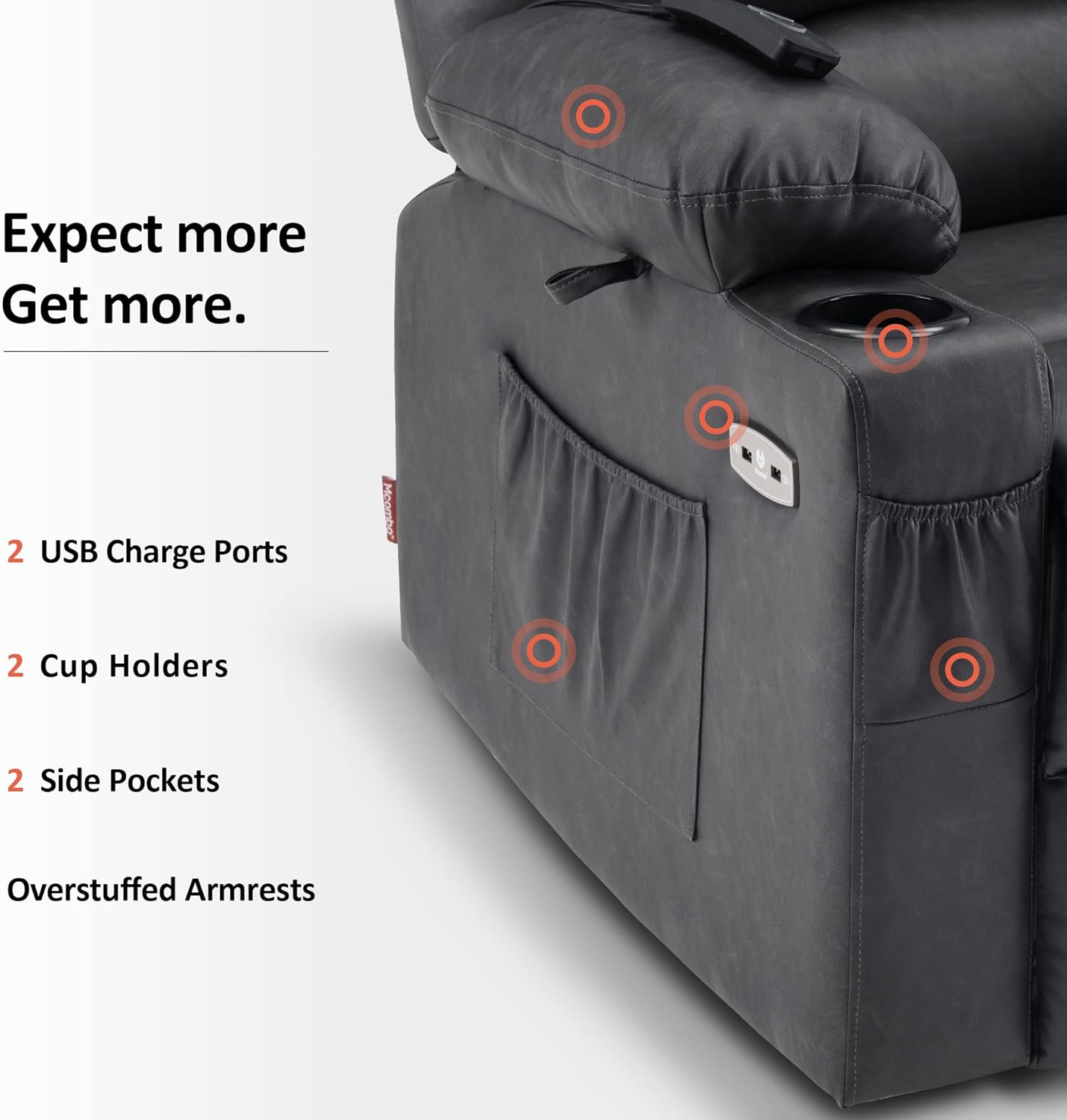 MCombo Power Lift Recliner Chair for Elderly with Heat Massage USB Cup Holders