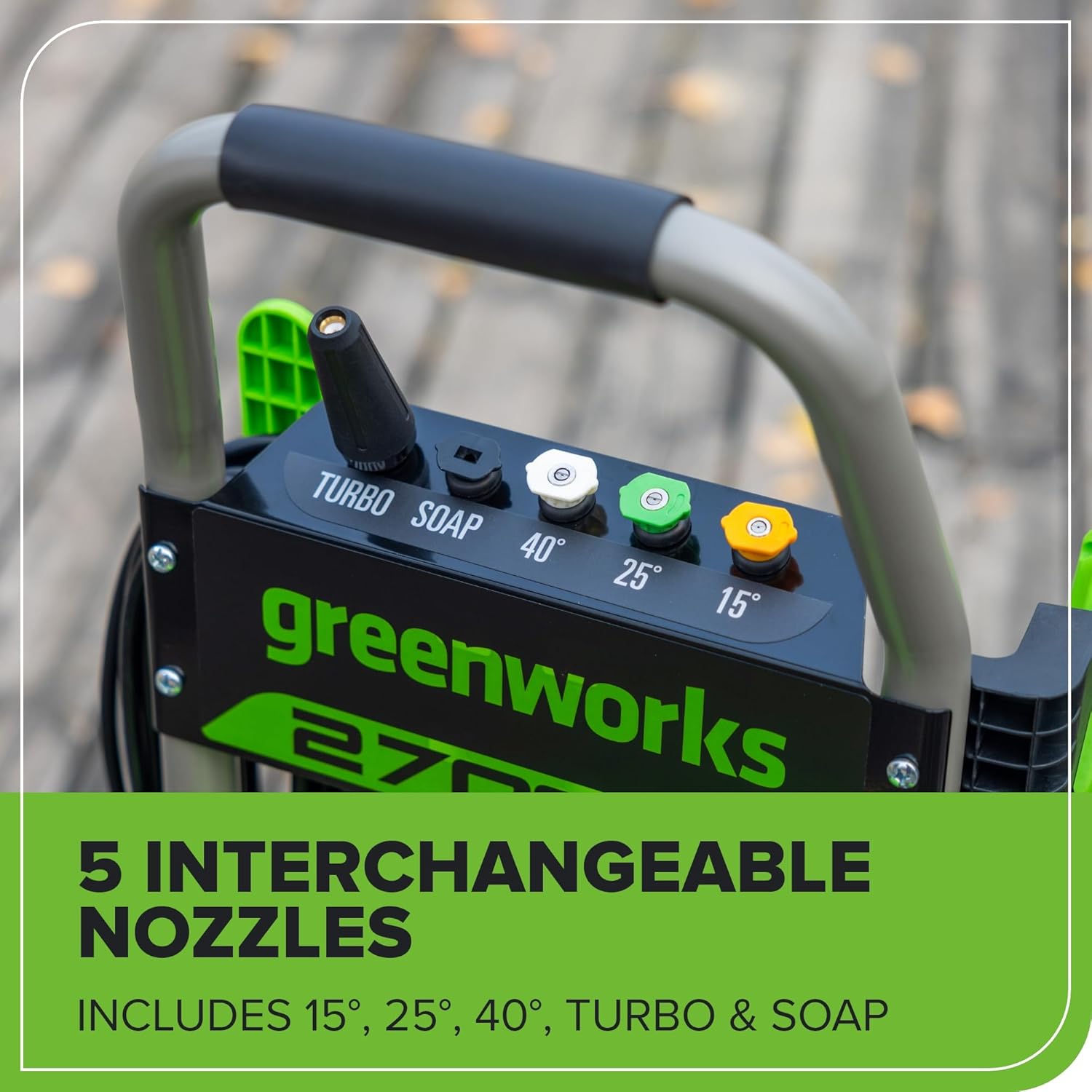 Greenworks 2000 PSI Electric Pressure Washer 13 Amp with Wheels 20 FT Hose 35 FT Cord