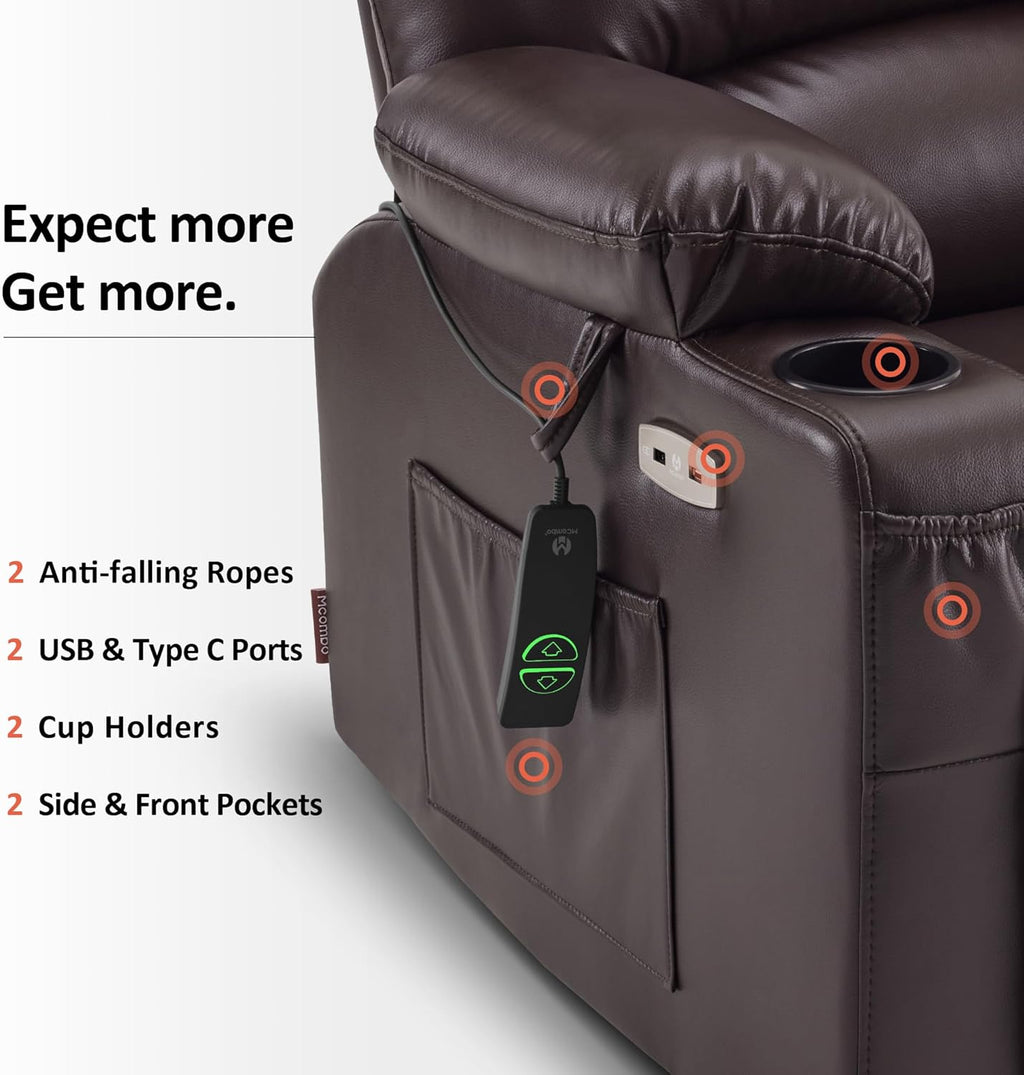MCombo Power Lift Recliner Chair for Elderly with Heat Massage USB Cup Holders