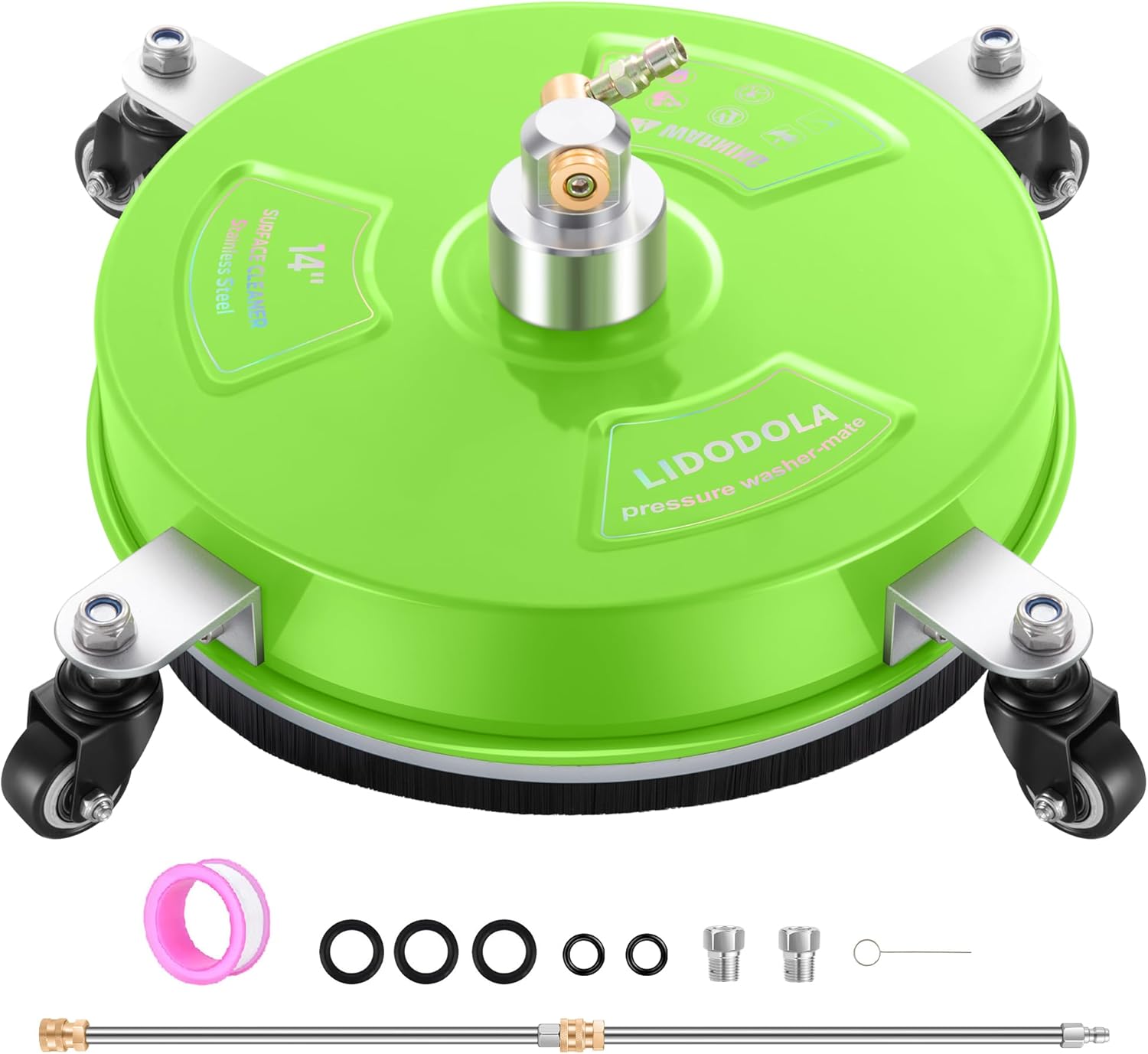 LidoDola 14 Inch Pressure Washer Surface Cleaner with Wheels for Concrete Patio Deck