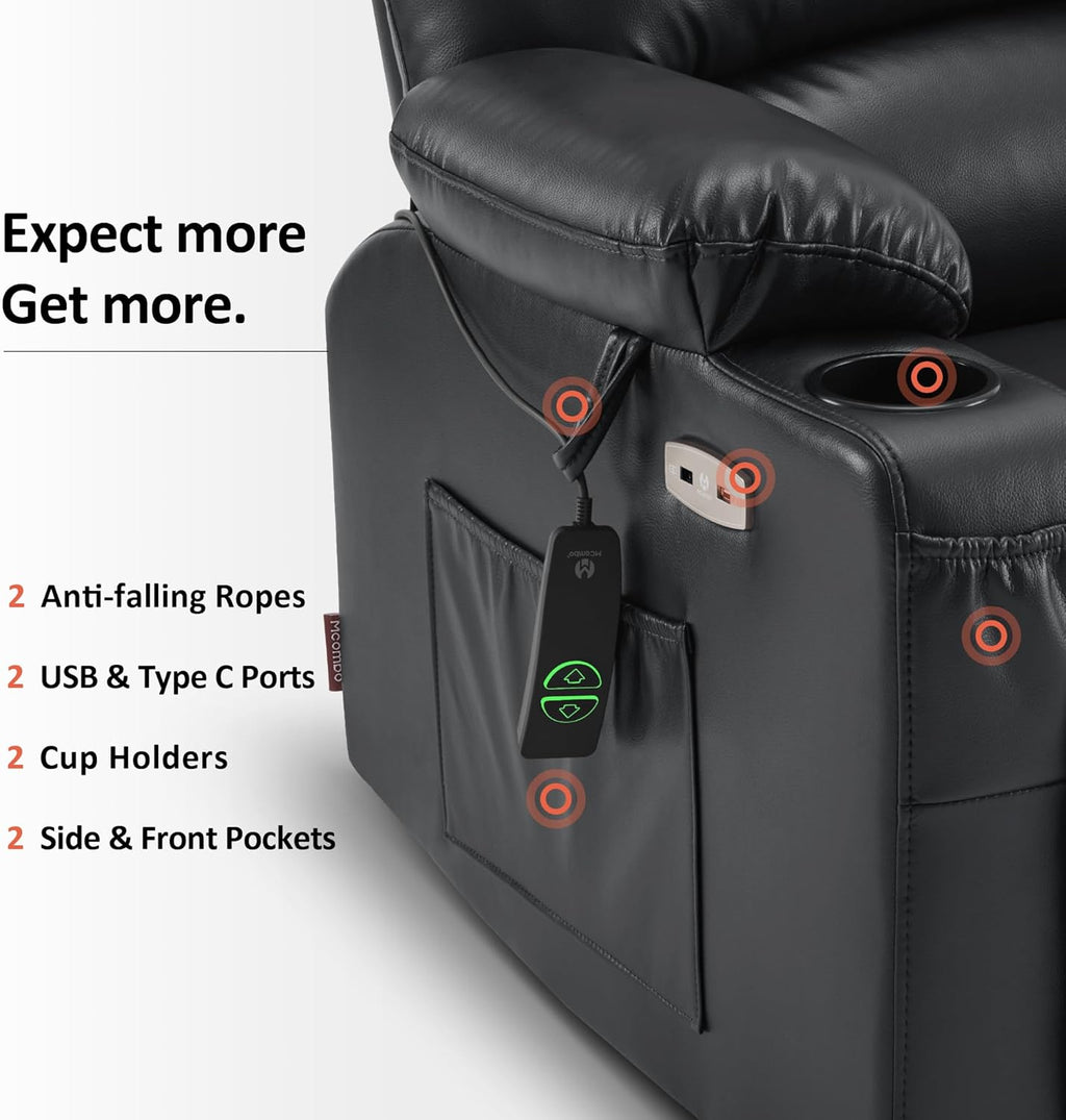 MCombo Power Lift Recliner Chair for Elderly with Heat Massage USB Cup Holders