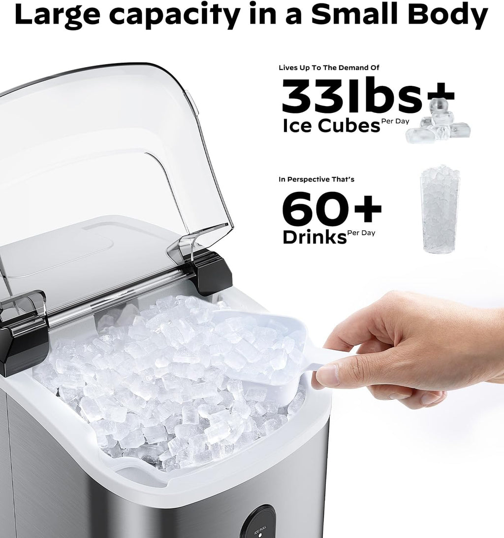 Silonn Nugget Ice Maker Countertop 33lbs Daily Soft Chewable Ice Machine