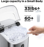 Silonn Nugget Ice Maker Countertop 33lbs Daily Soft Chewable Ice Machine