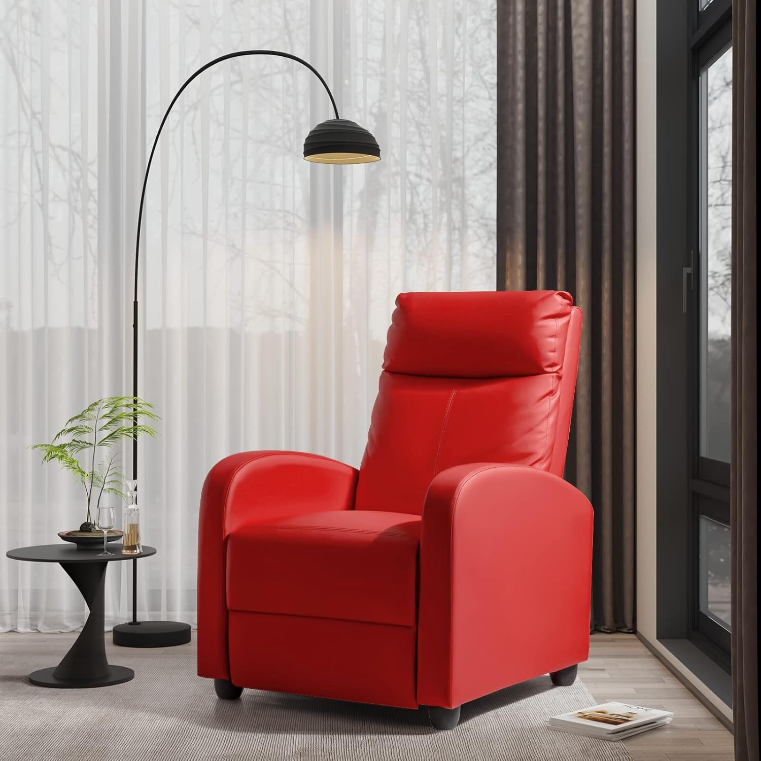 Homall Modern Recliner Chair PU Leather Padded Seat Single Sofa Home Theater