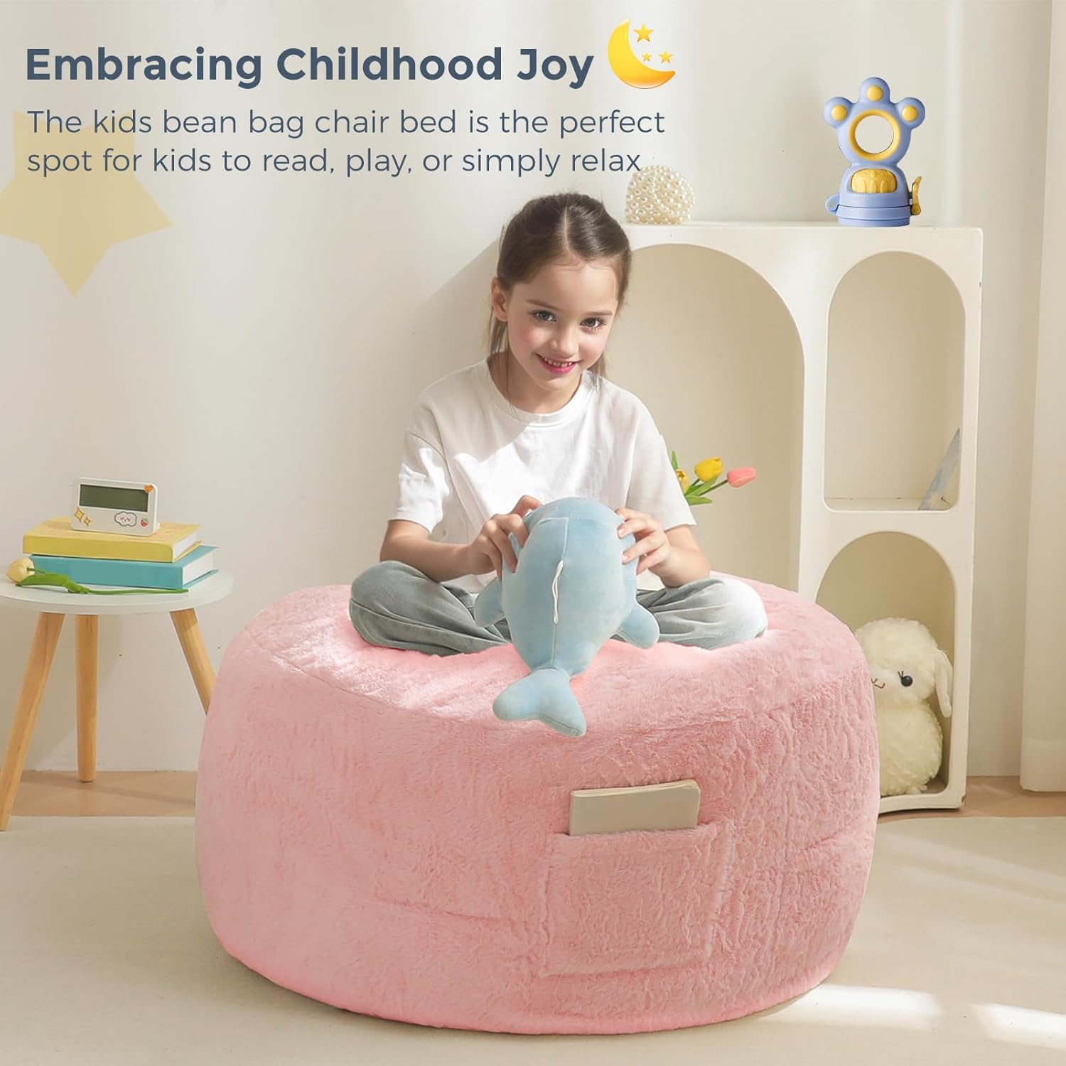 MAXYOYO Convertible Bean Bag Chair Bed for Kids with Foam Filling