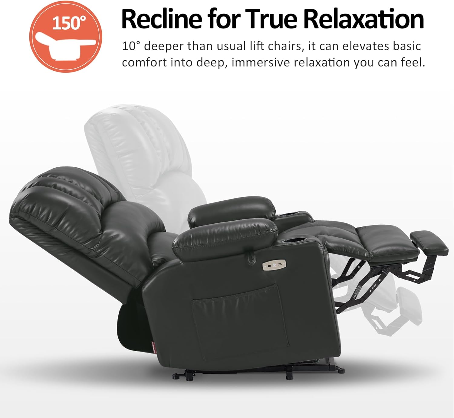 MCombo Power Lift Recliner Chair for Elderly with Heat Massage USB Cup Holders