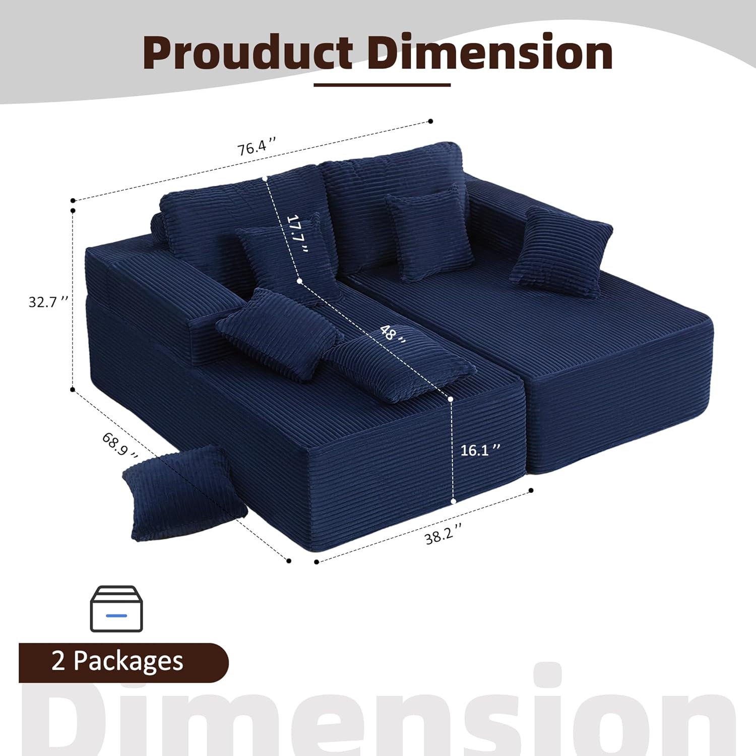 Afuson Boneless Sectional Sofa L Shape Deep Seat Cloud Couch Living Room