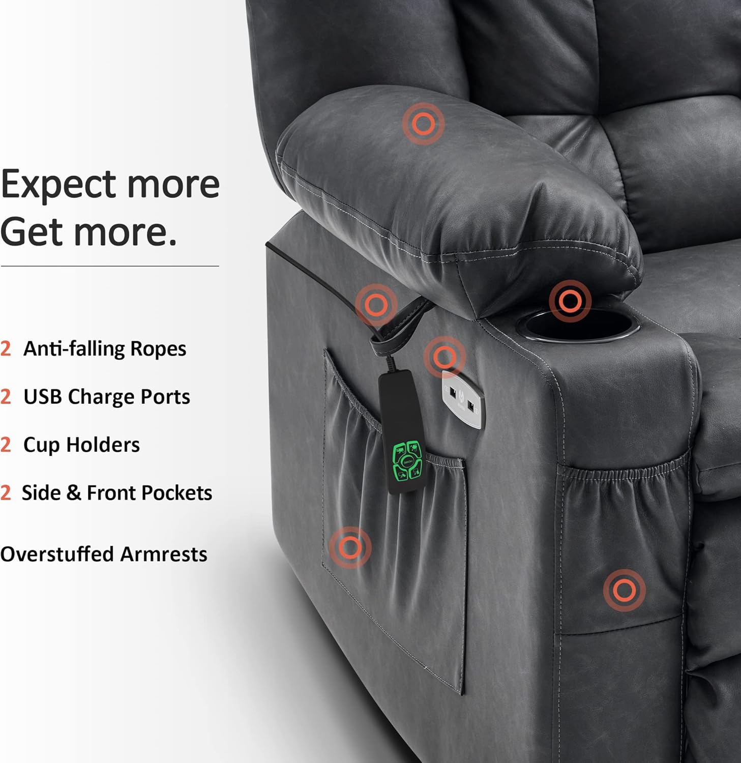 MCombo Dual Motor Power Lift Recliner Chair for Elderly with Heat Massage USB