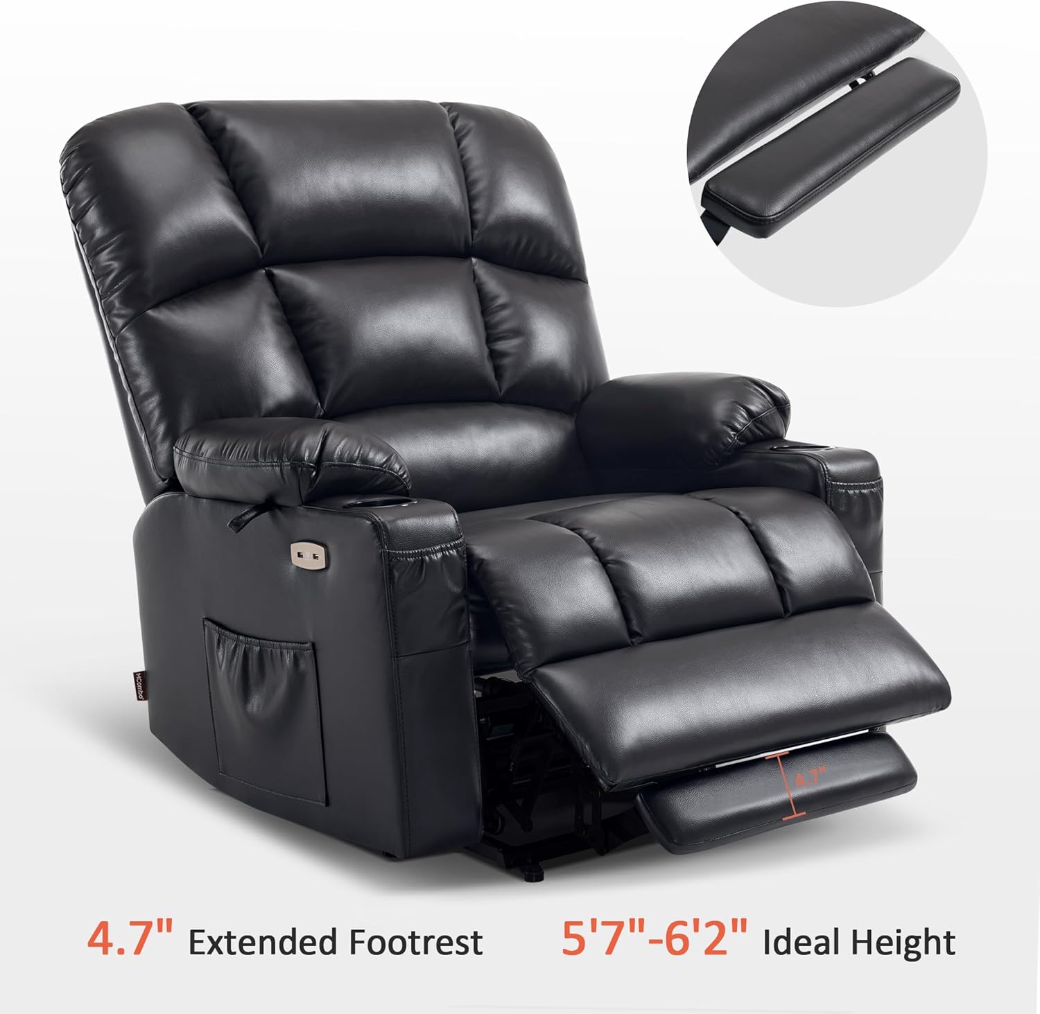 MCombo Large Power Lift Recliner Chair with Dual Motor Massage Heat Faux Leather