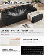 HANXIN Cloud Sectional Sofa L Shape Chaise Deep Seat Modular Living Room Couch