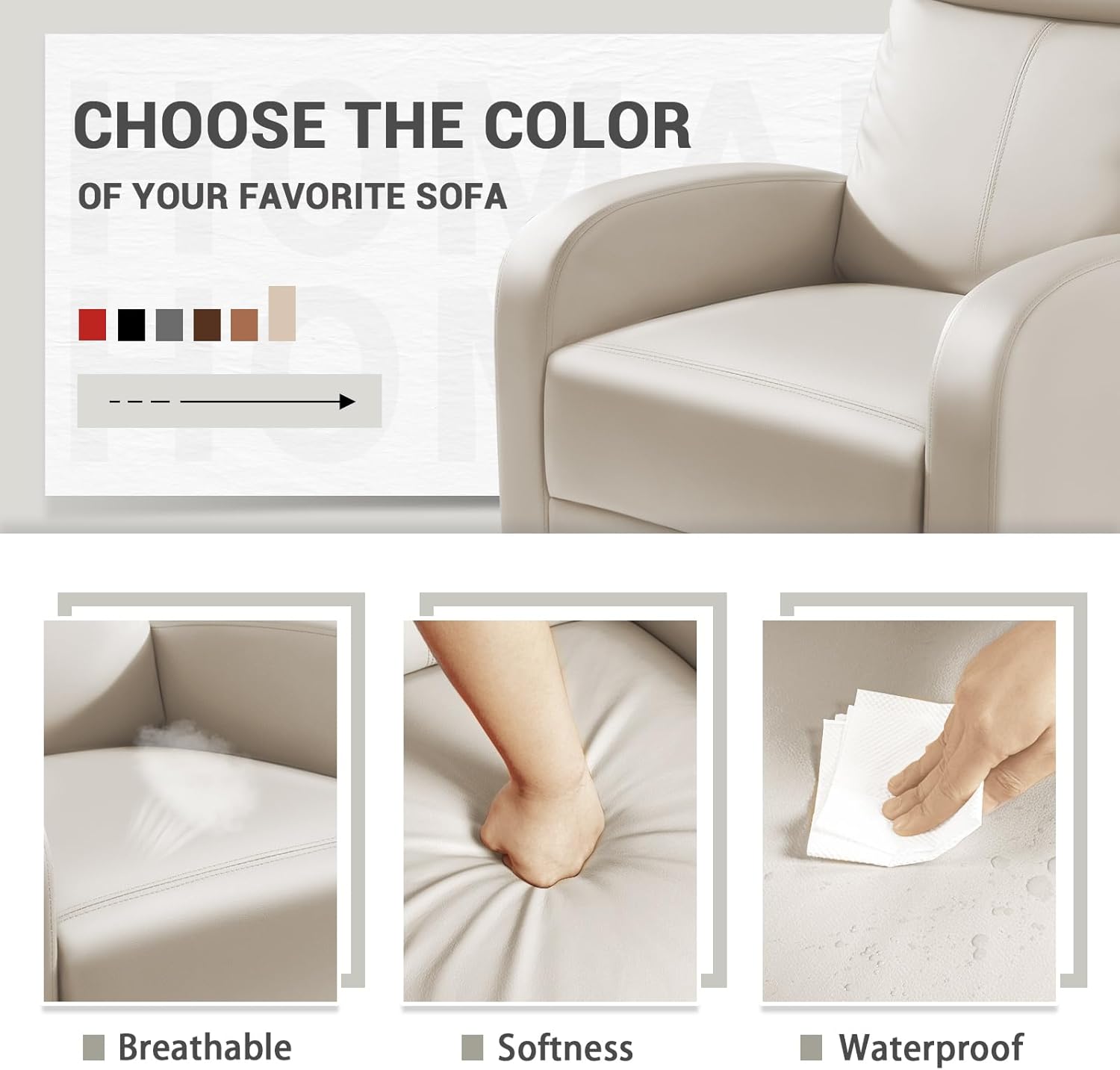 Homall Modern Recliner Chair PU Leather Padded Seat Single Sofa