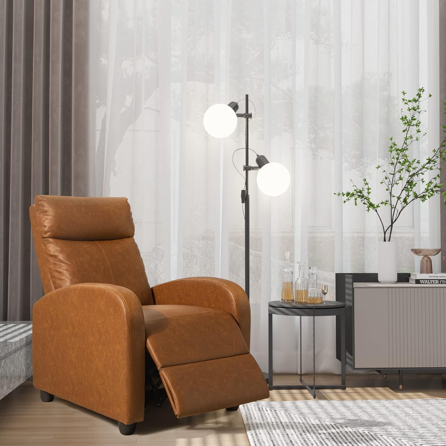 Homall Modern Recliner Chair PU Leather Padded Seat Single Sofa Home Theater