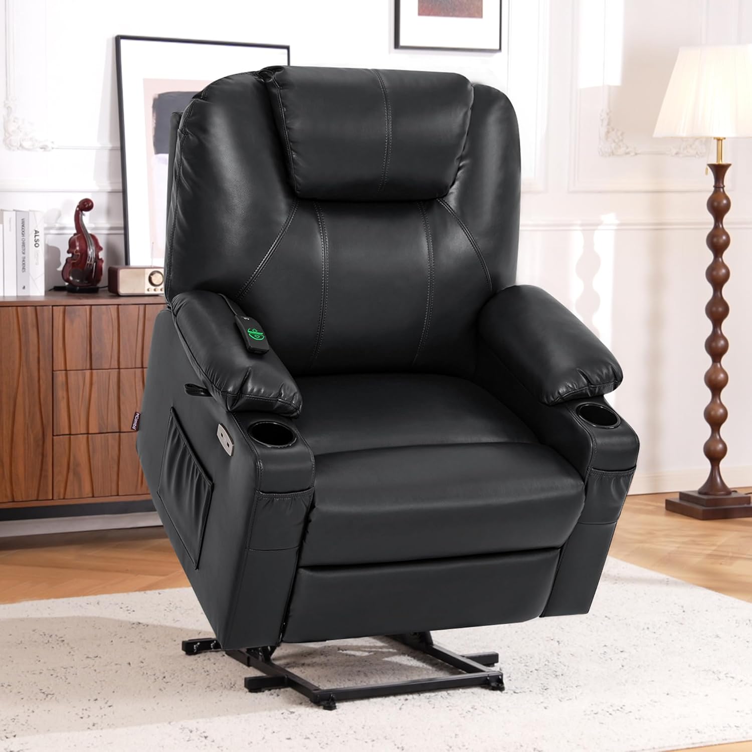 MCombo Electric Power Lift Recliner Massage Heat Chair for Elderly 3 Positions 2 Pockets USB