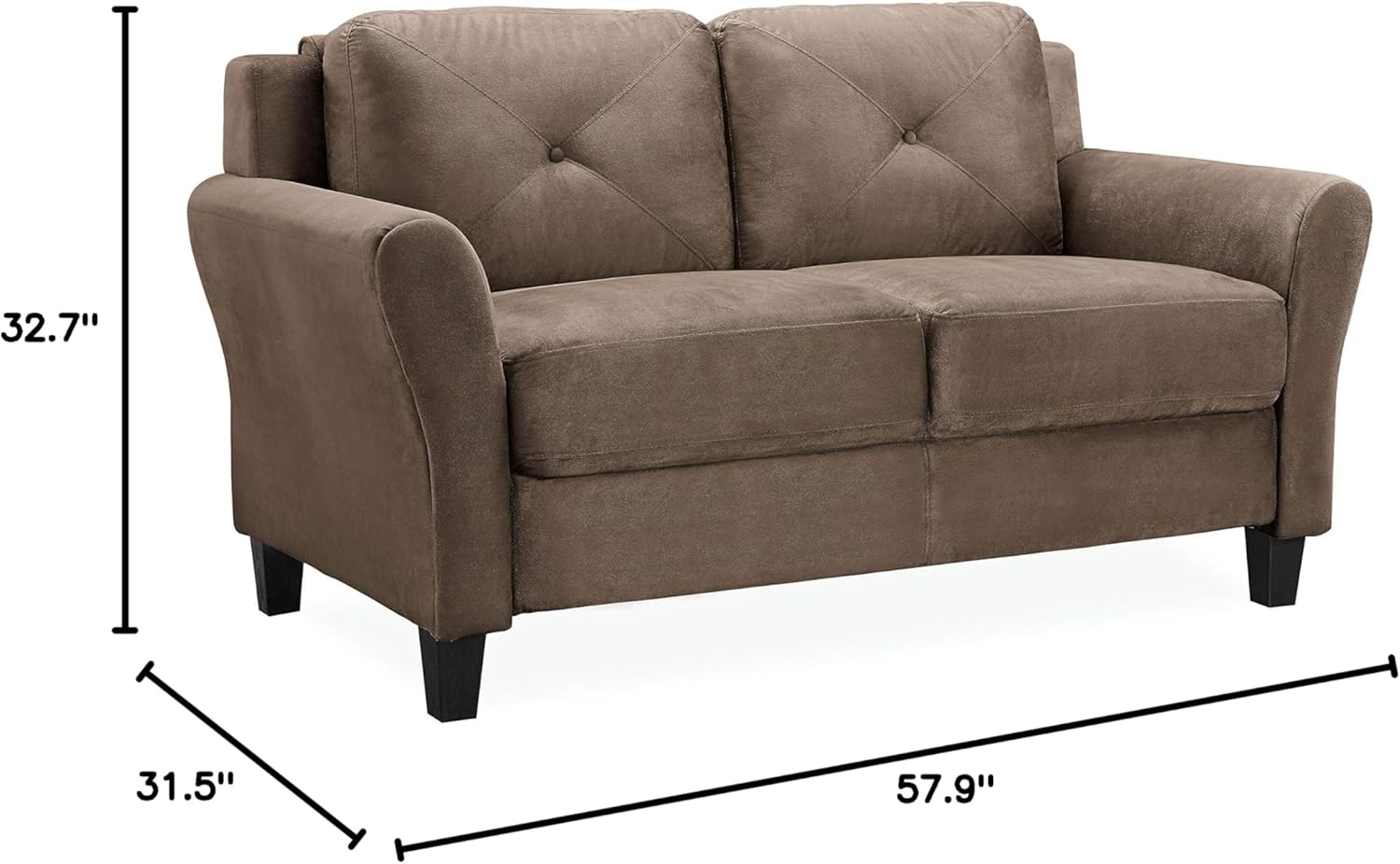 Lifestyle Harrington Sofa Upholstered Microfiber Fabric Curved Arm Couch