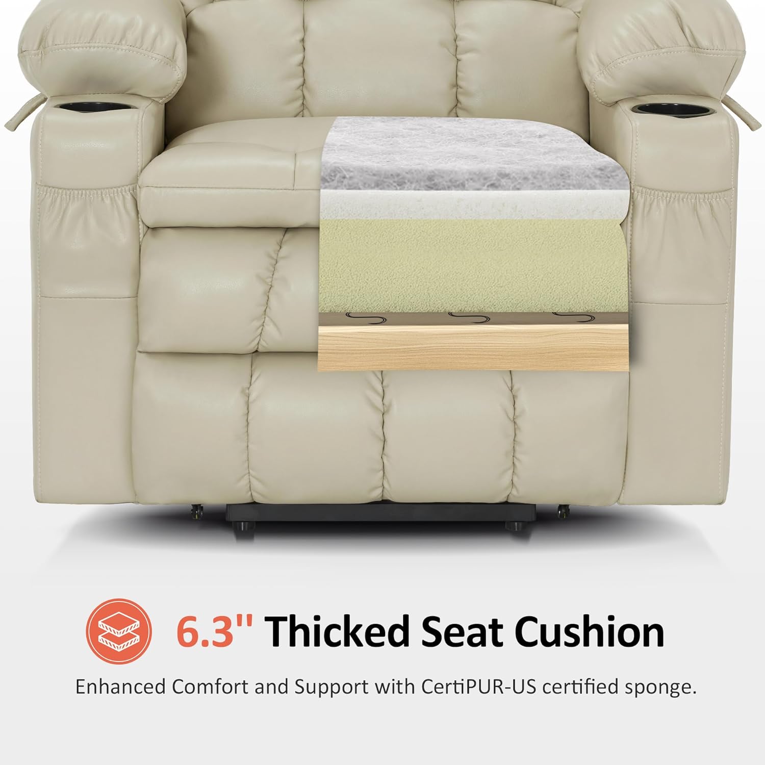 MCombo Dual Motor Power Lift Recliner Chair for Elderly with Heat Massage USB